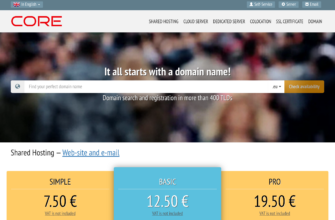 Изображение core.eu с сайта PICKHOST.RU